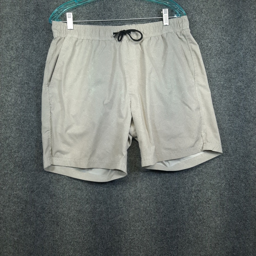Veece Topographic Print Golf Shorts Size M Tan Mens Gorpcore Casual Drawstring